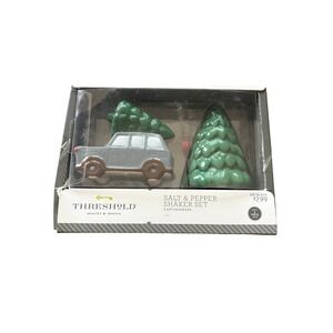 Threshold Holiday Traveling Ceramic Car Tree Salt And‎ Pepper Shaker Set Boxed